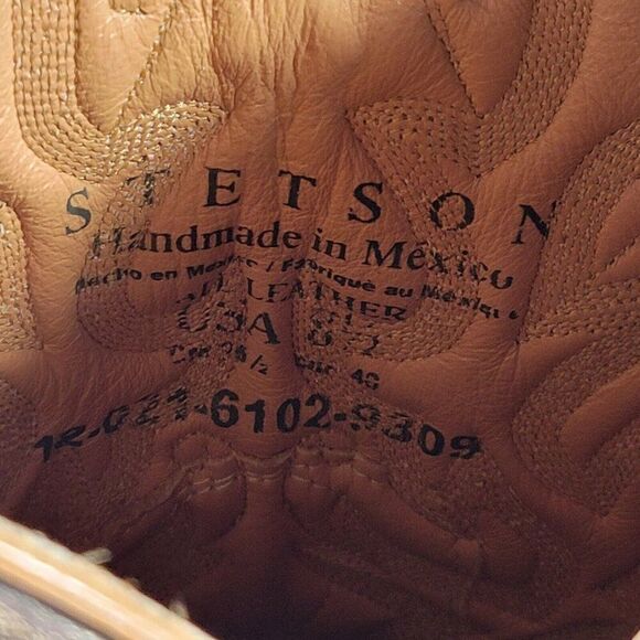 Stetson Women's 8.5 Black Brown Leather Studded Distressed Western Boots - Picture 9 of 9